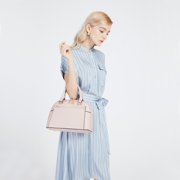 LT6922 - Miss Lulu Classic Bowler Handbag - Pink